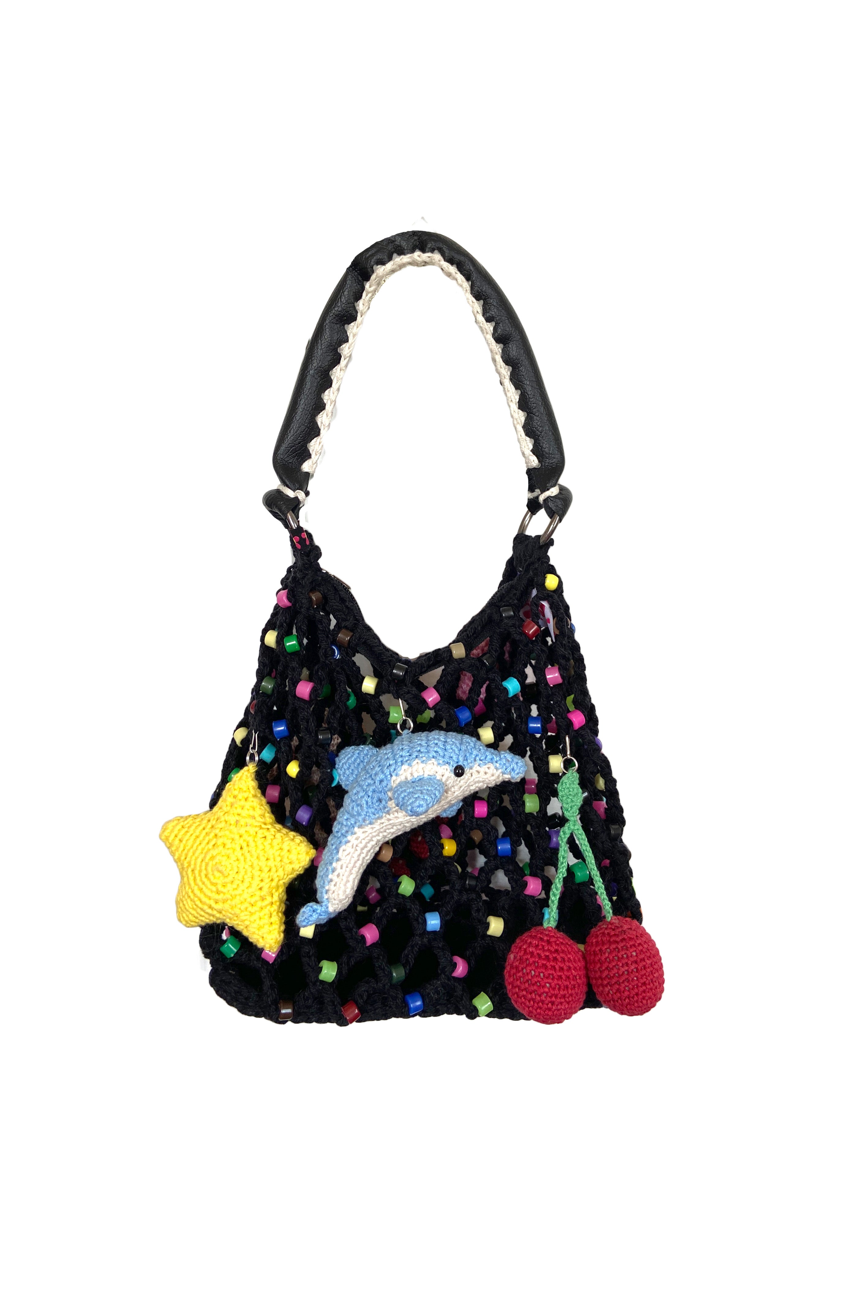 CHARM MESH BAG- BLACK