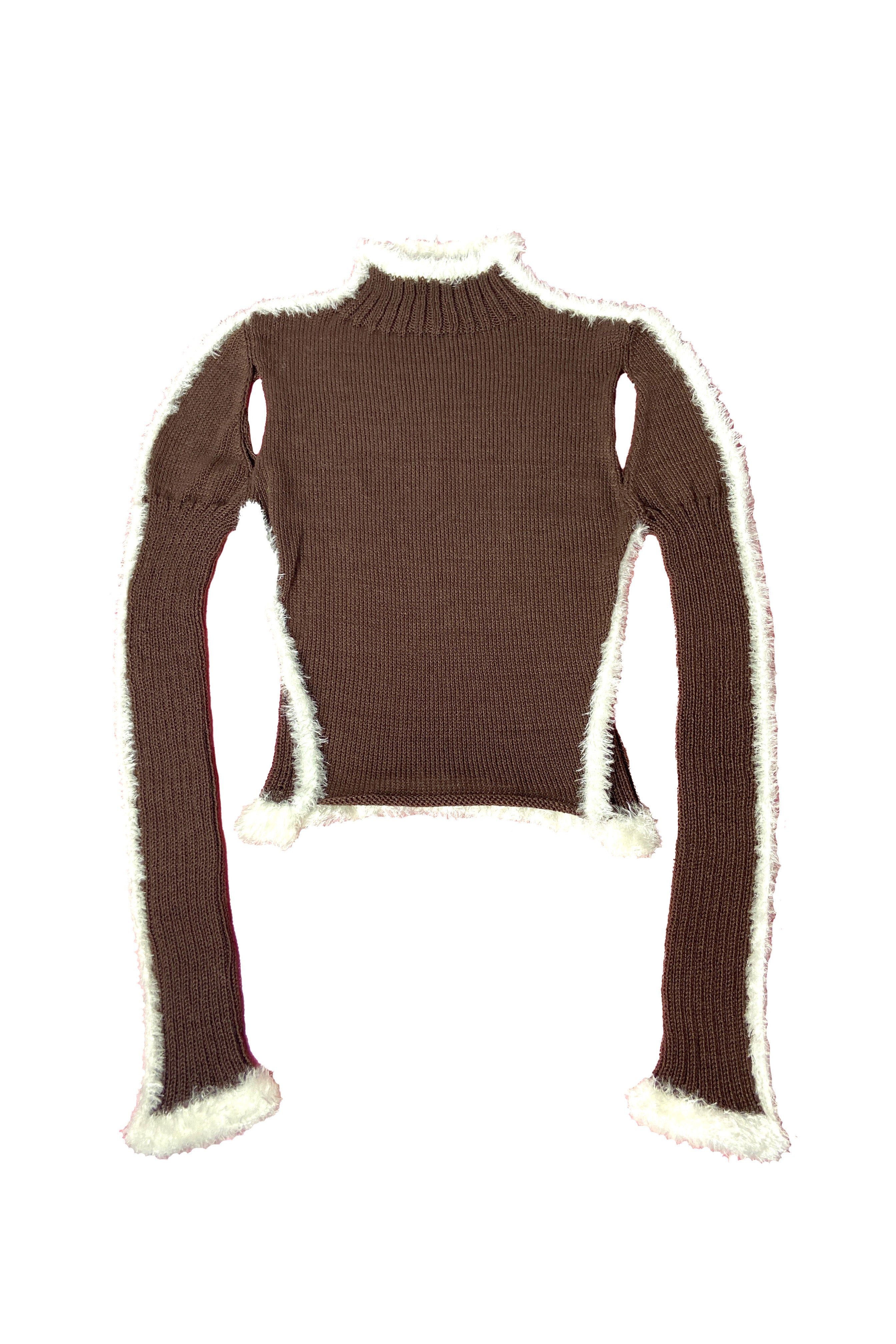 FURRY TRIM SWEATER - HOT COCOA