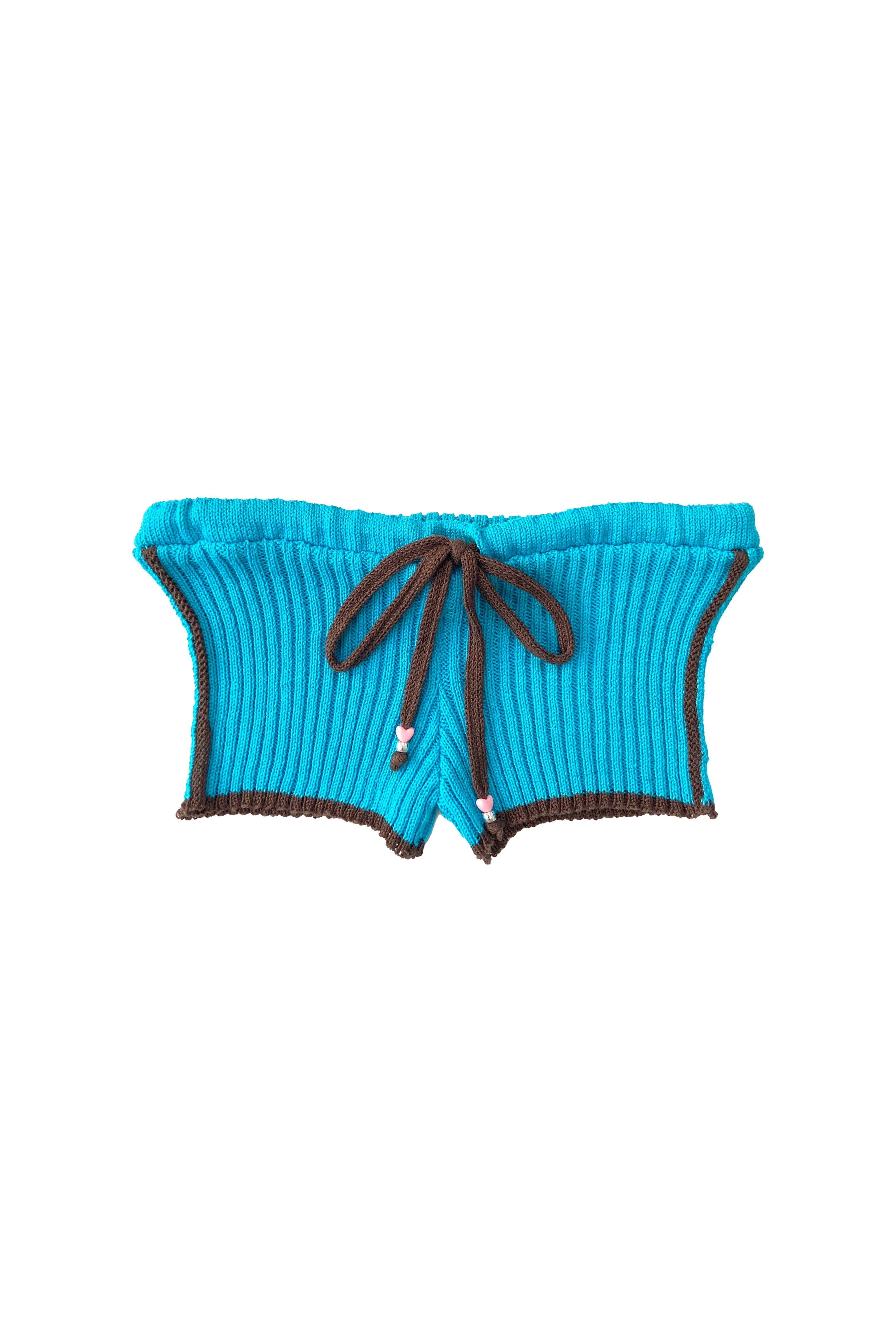RIBBED MICRO SHORT- BLUE/ BROWN