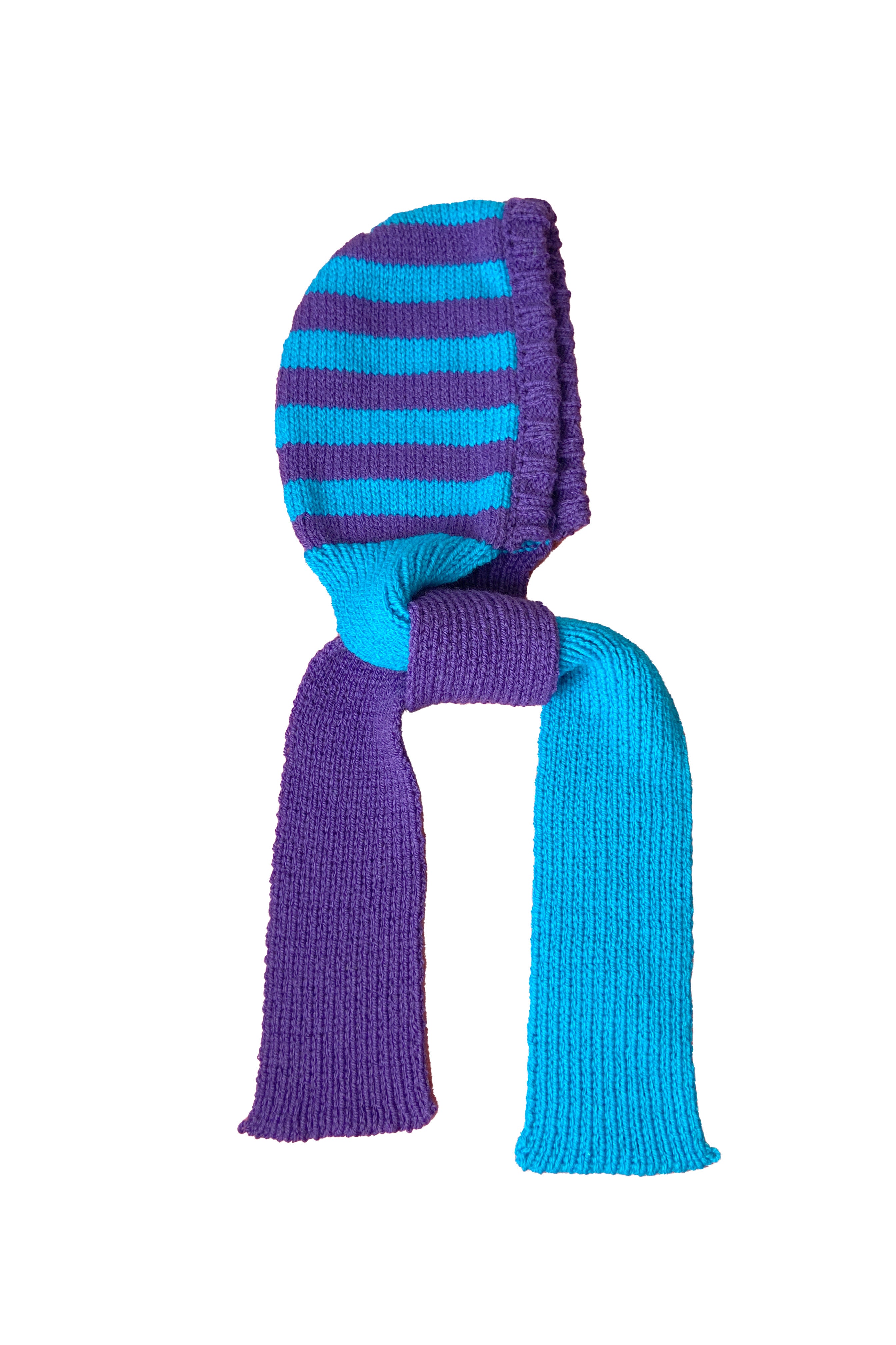 HOODIE SCARF- PURPLE BLUE STRIPE