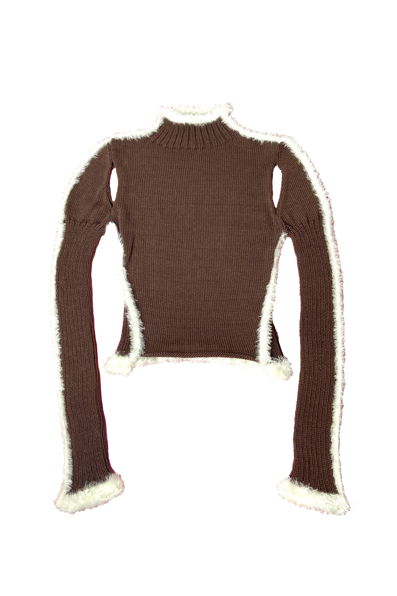FURRY TRIM SWEATER - HOT COCOA