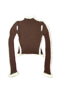 FURRY TRIM SWEATER - HOT COCOA