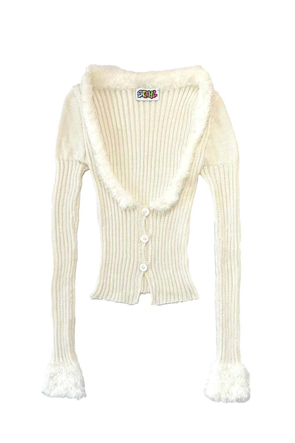 DEEP SCOOP FUR TRIM CARDGIAN