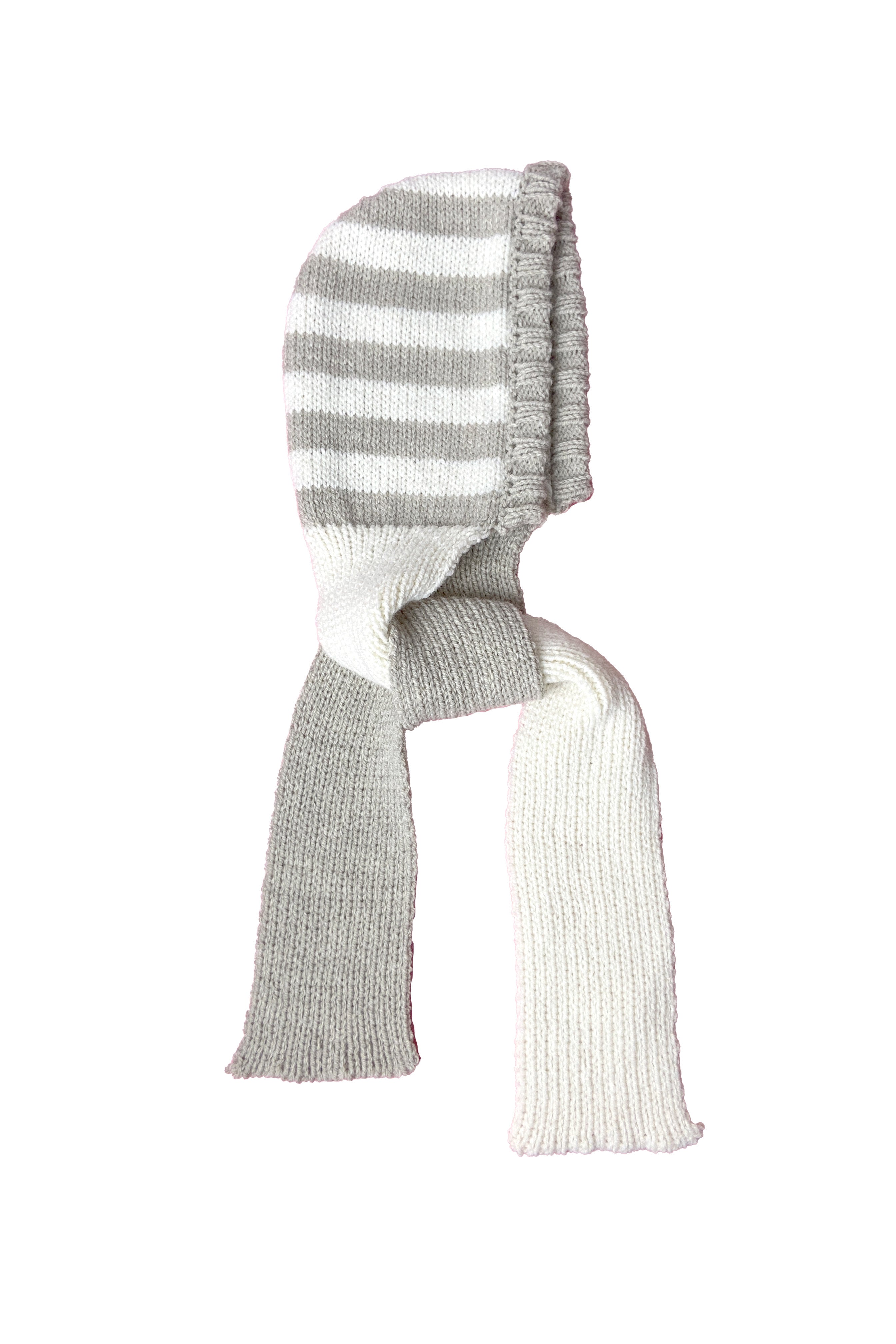 HOODIE SCARF- GREY CREAM STRIPE