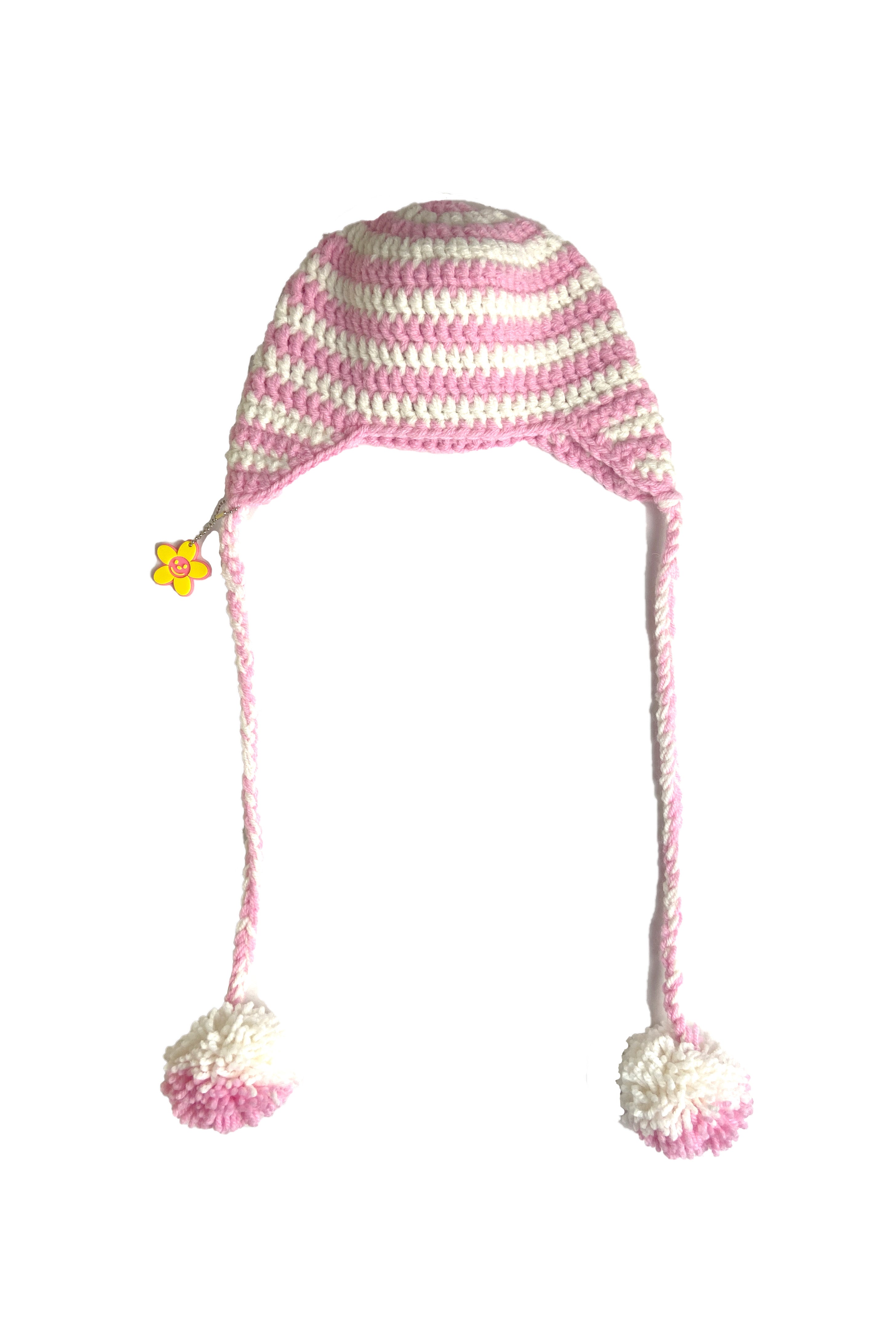 FLAP CAP- PINK/WHITE