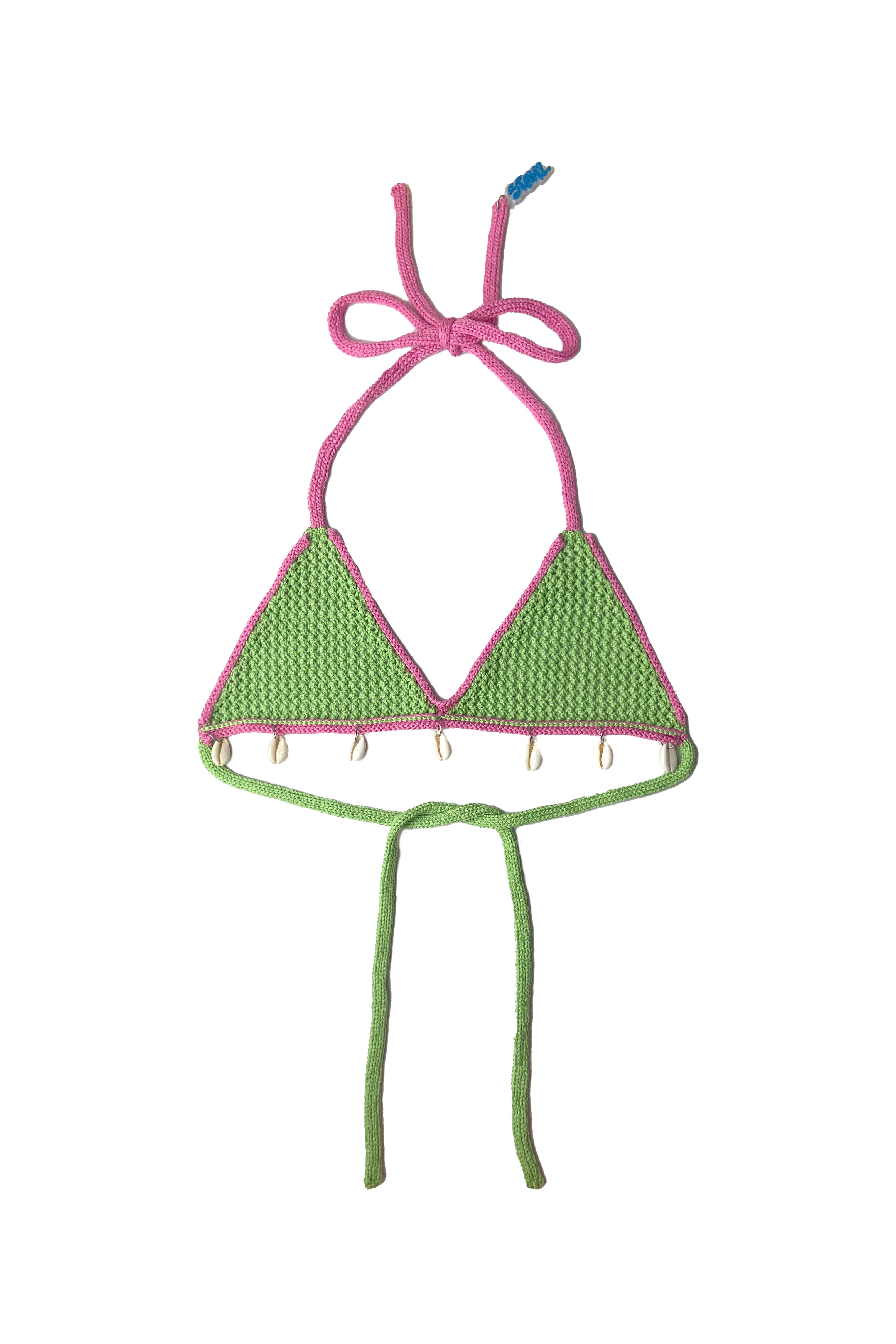 GREEN/PINK SEASHELL BIKINI TOP