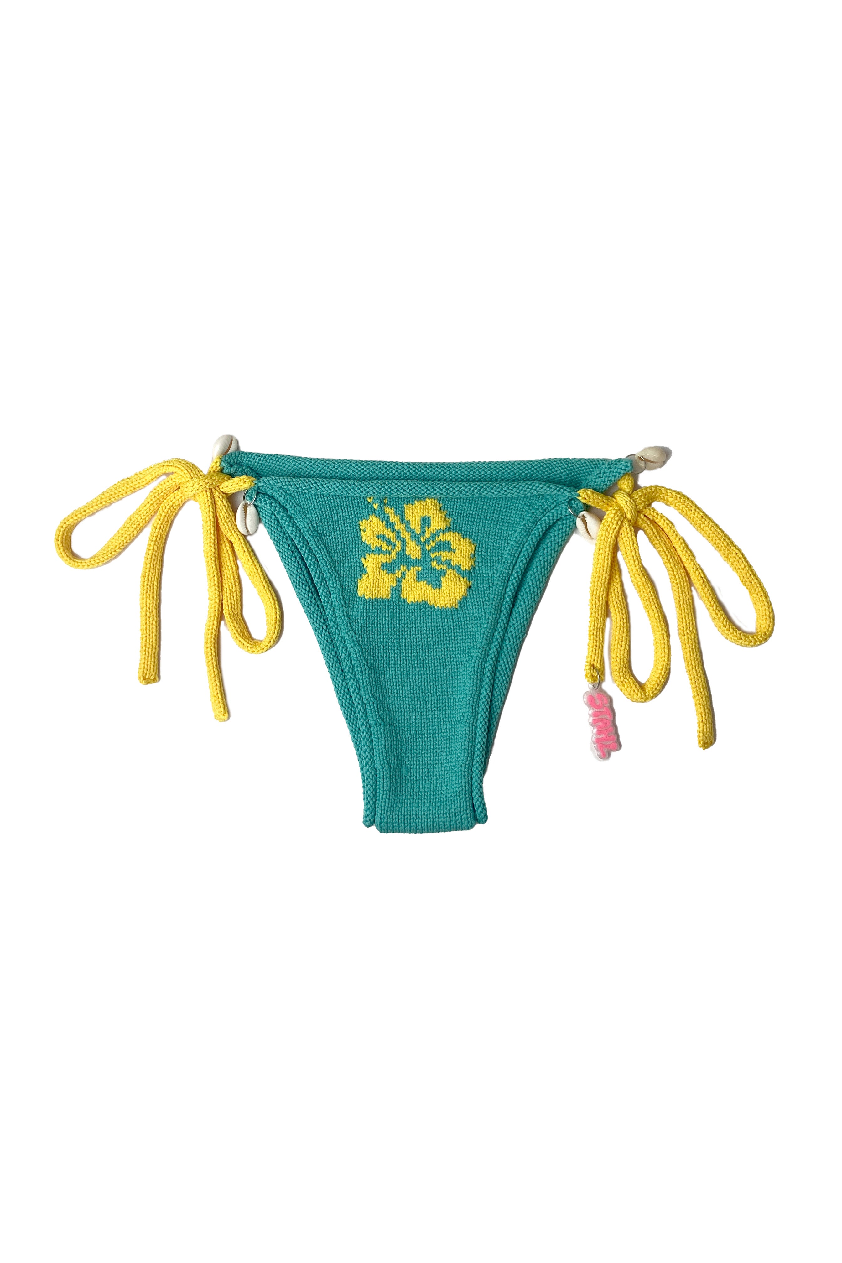TEAL/YELLOW HIBISCUS BIKINI BOTTOM