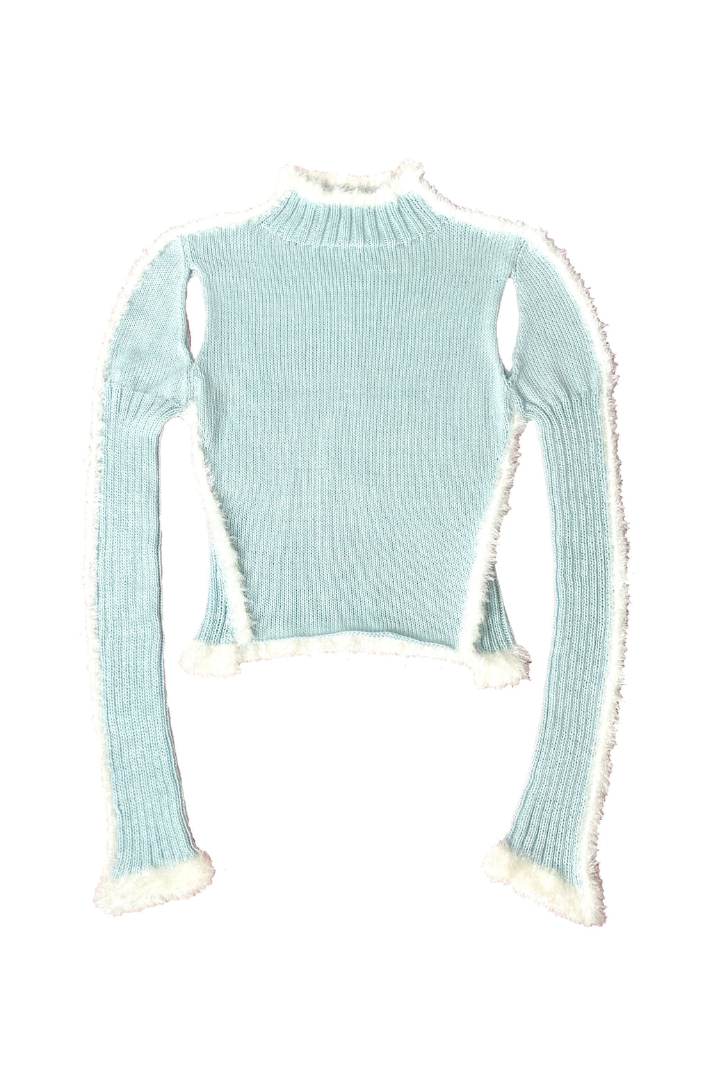 FURRY TRIM SWEATER- FROSTY BLUE