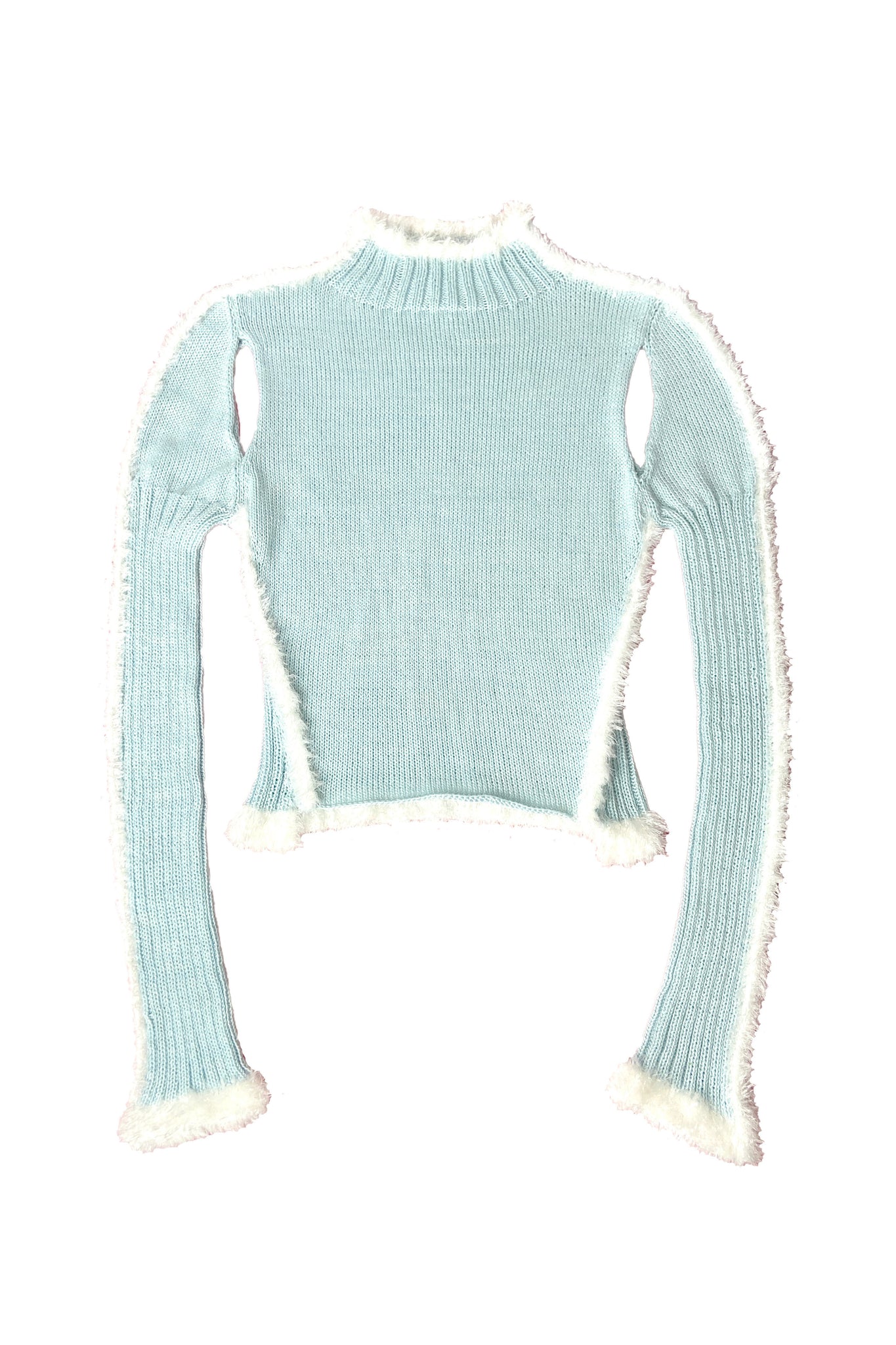 FURRY TRIM SWEATER- FROSTY BLUE