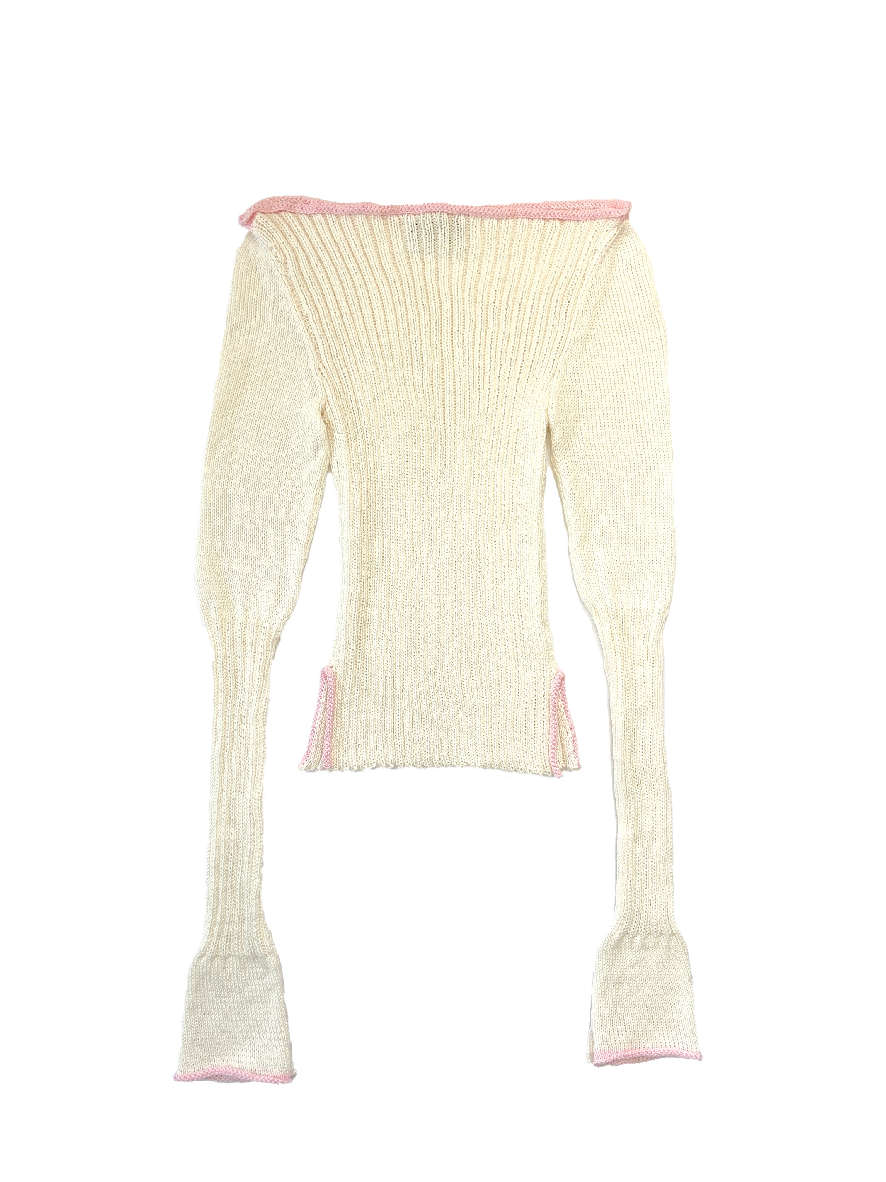 BOAT NECK- CREAM/BABY PINK