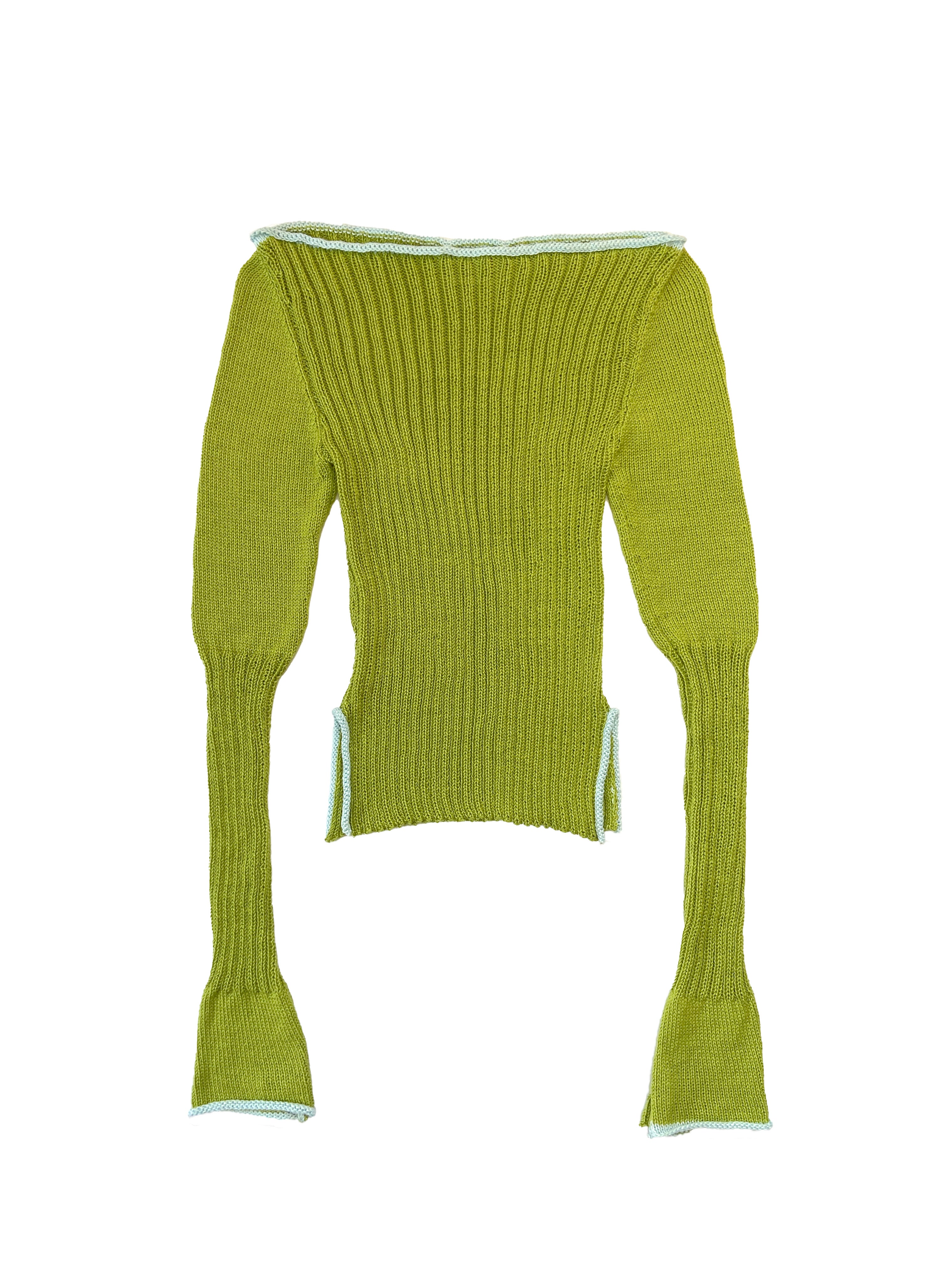 BOAT NECK- CHARTREUSE/BABY BLUE