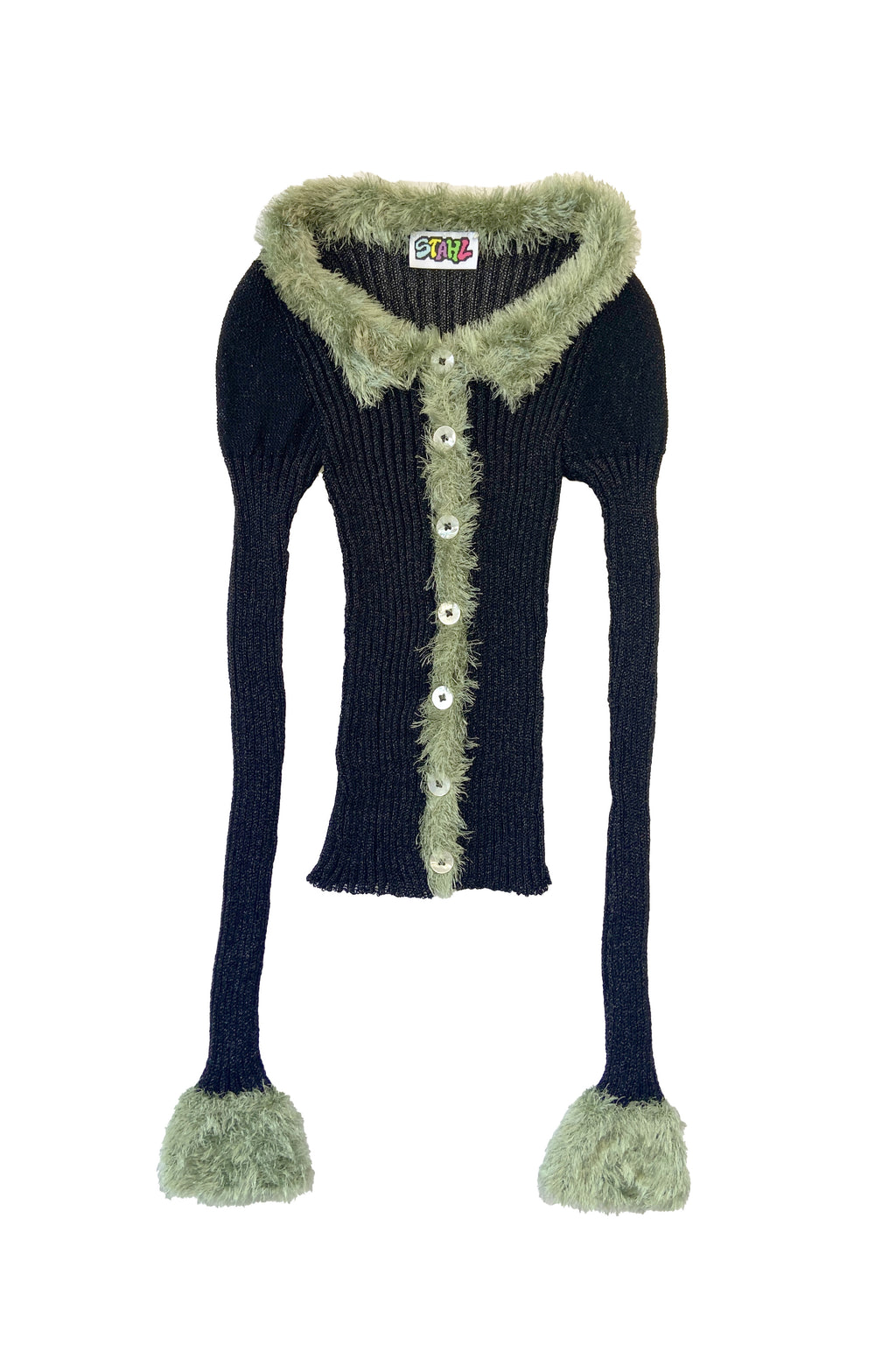 SHEER FUR TRIM CARDIGAN