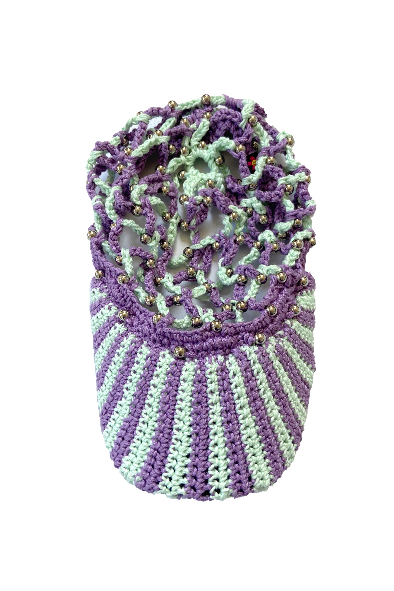 MESH BBALL CAP- PURPLE + GREEN STRIPE