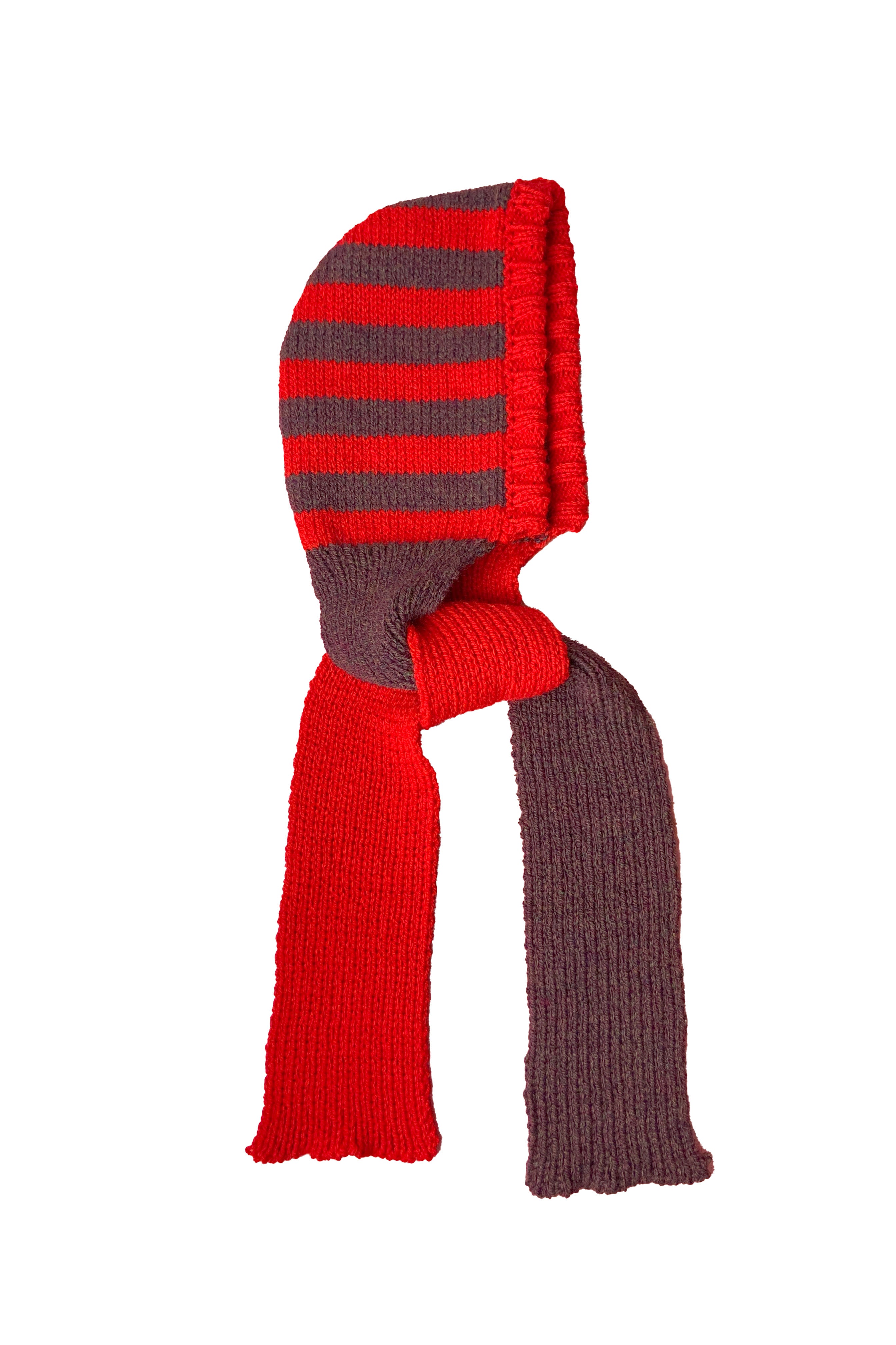 HOODIE SCARF- RED BROWN STRIPE