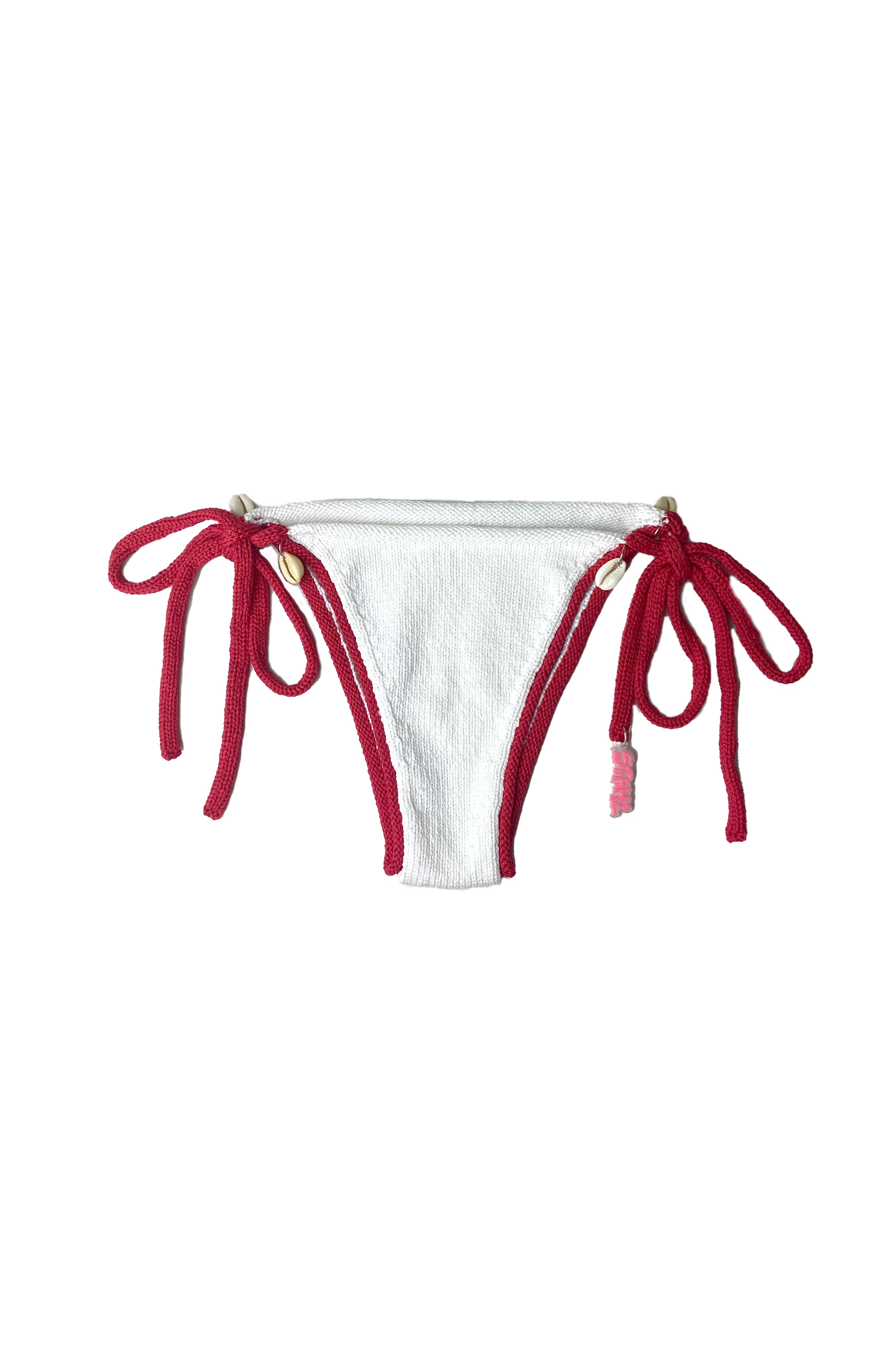 WHITE/RED SEASHELL BIKINI BOTTOM