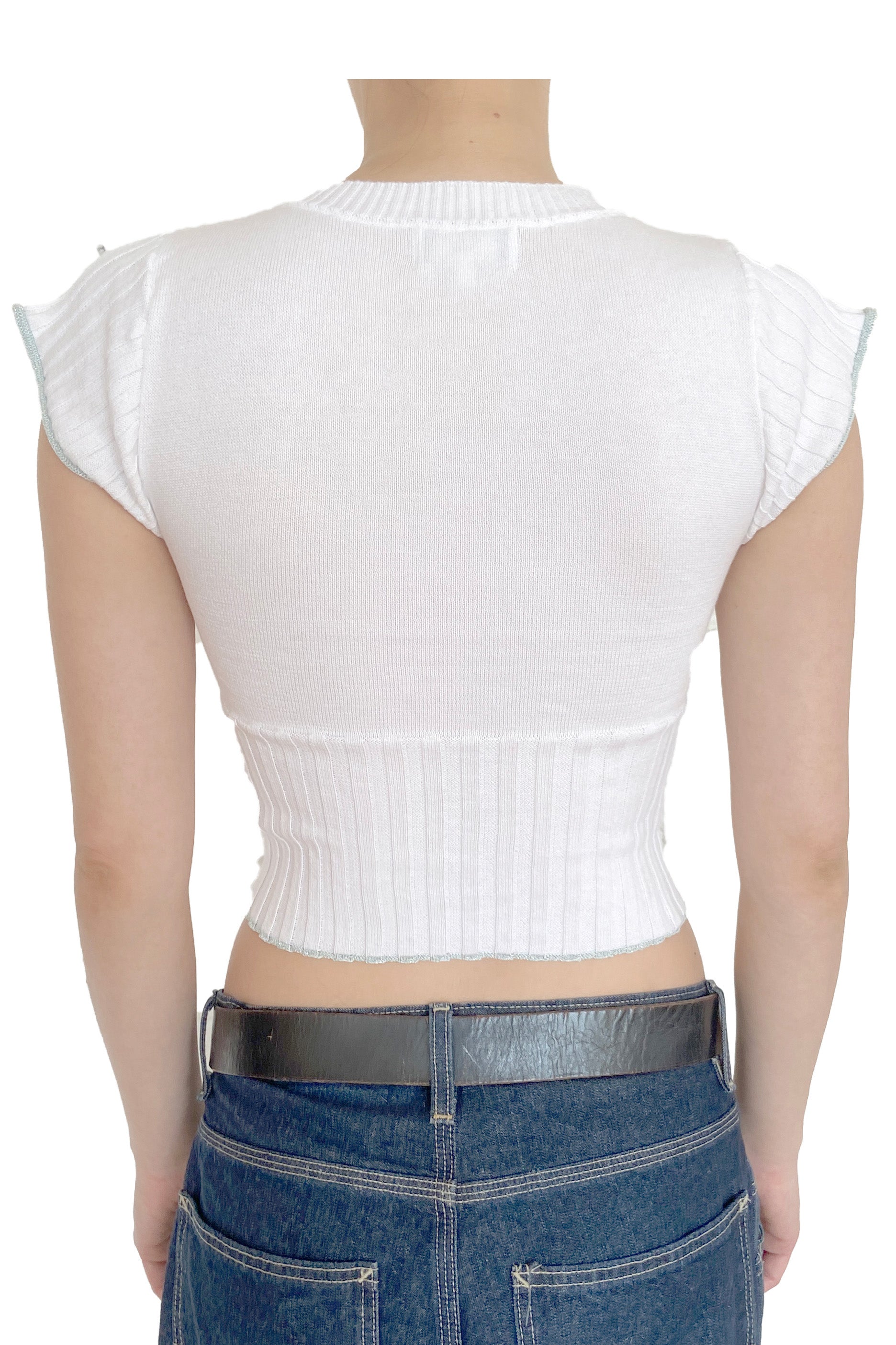 DAISY SWEATER TEE- WHITE