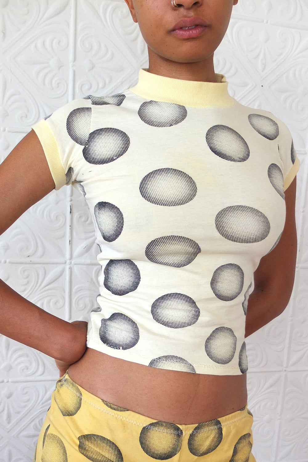 CHALK.PRESS X STAHL KNIT BABY TEE- TUMERIC DYED POLKA DOT