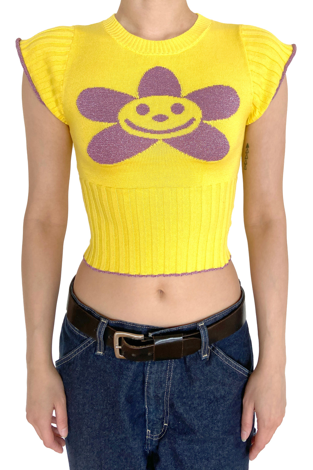 DAISY SWEATER TEE- YELLOW
