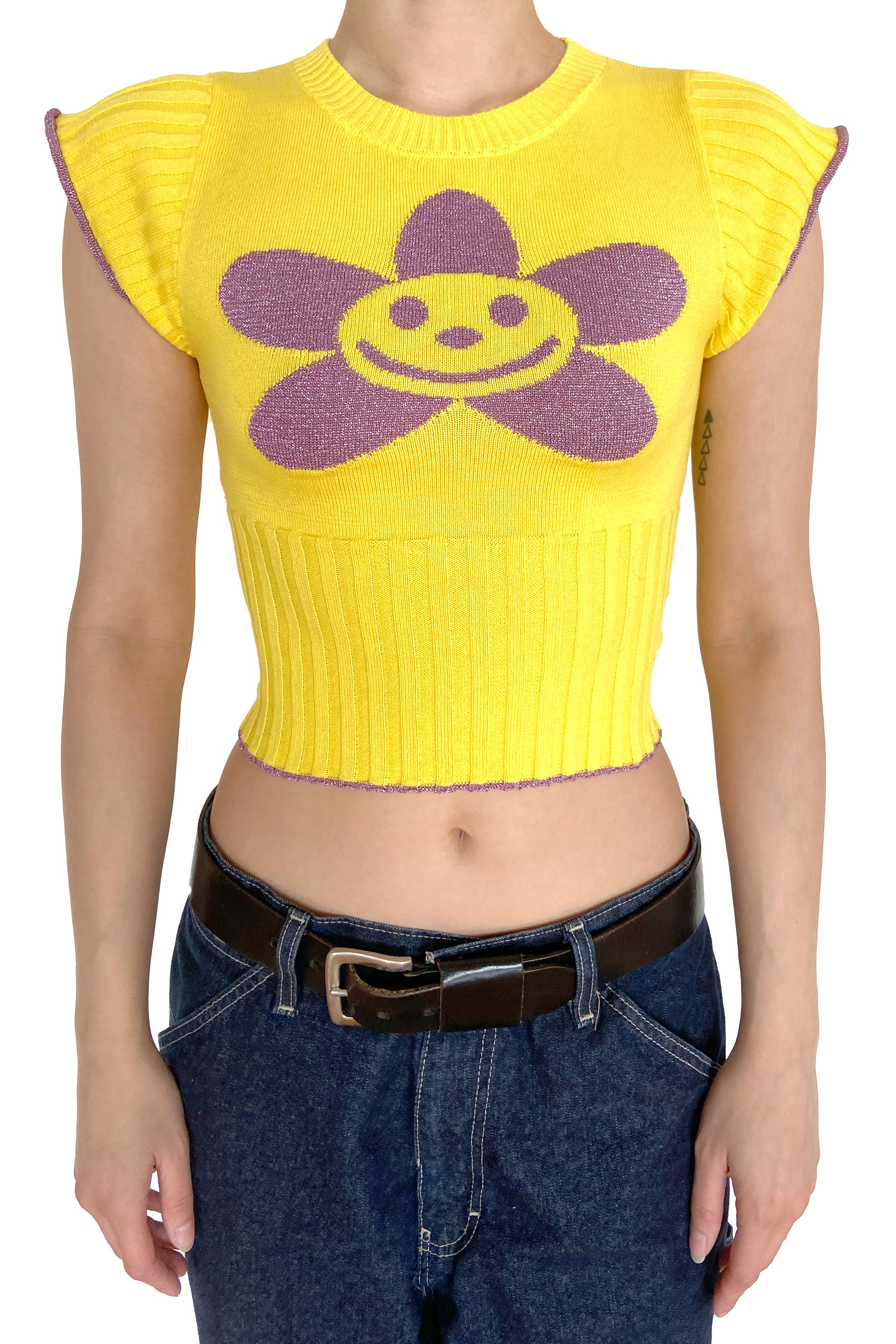 DAISY SWEATER TEE- YELLOW